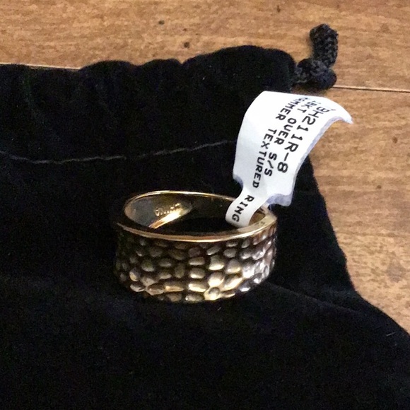 18K Over Sterling Silver Ring 7.75 Jewelry Estate - Picture 2 of 3